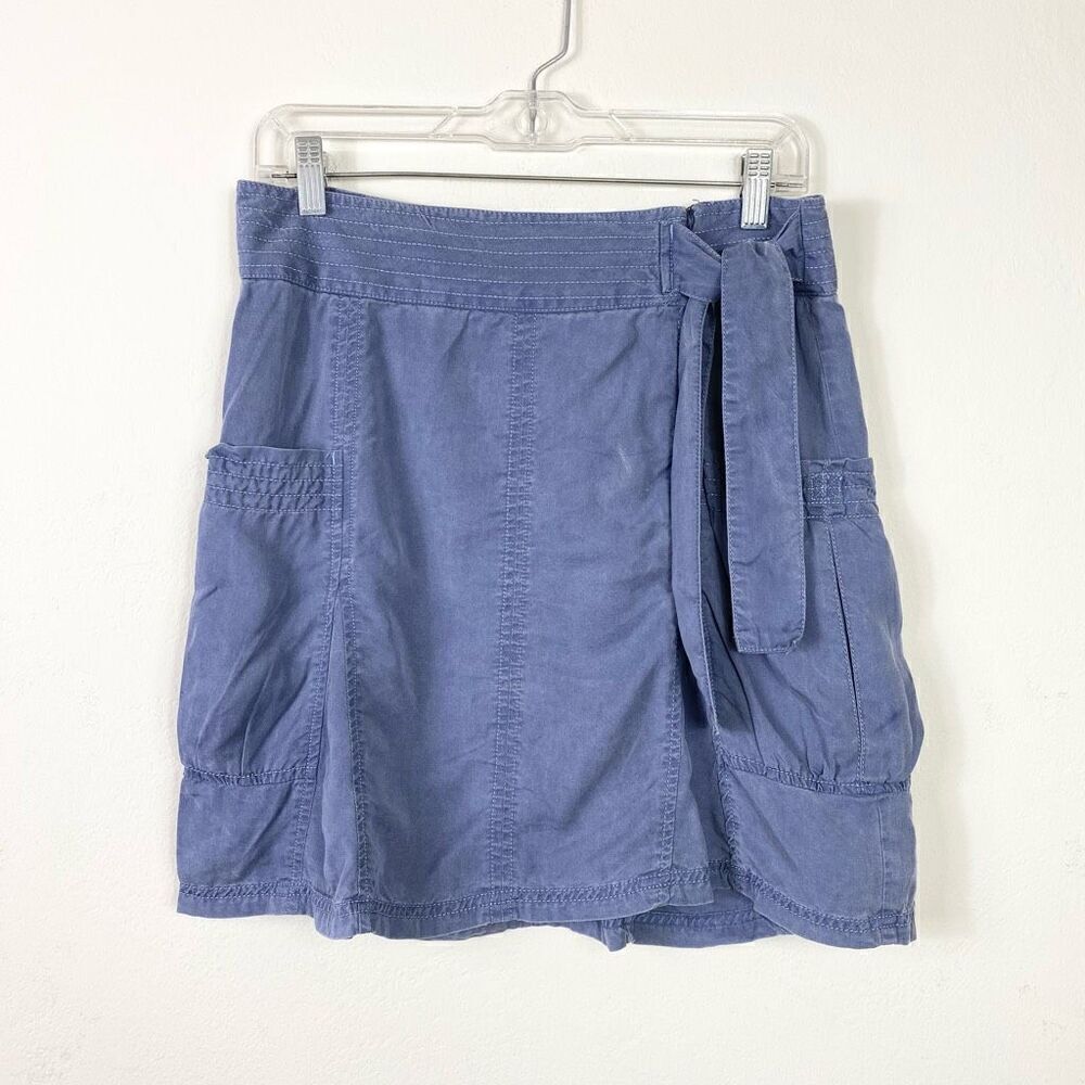 Athleta Odyssey Slate Blue Lyocell Tie Waist Cargo Skirt Size 2